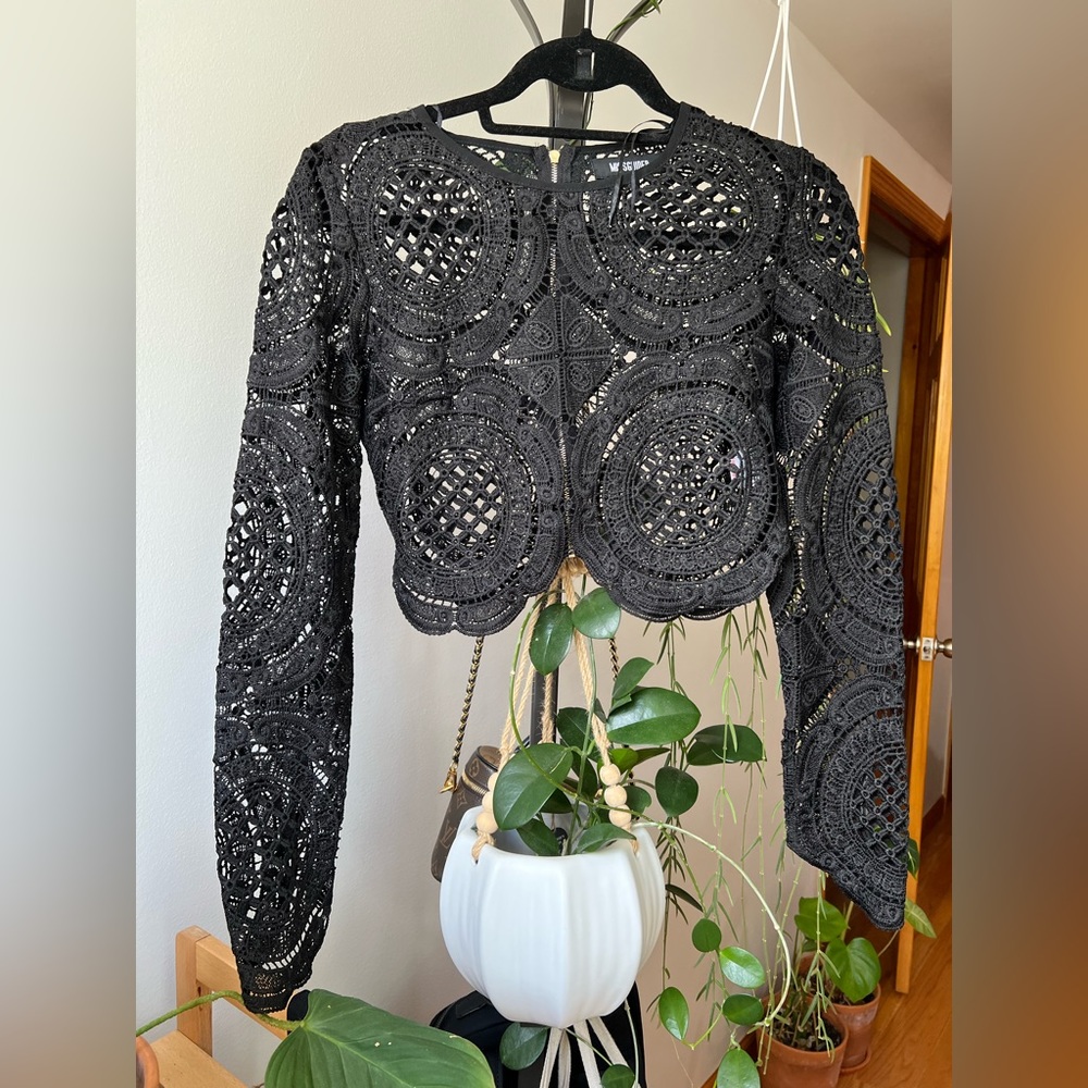 Missguided Lace Long Sleeve in Black